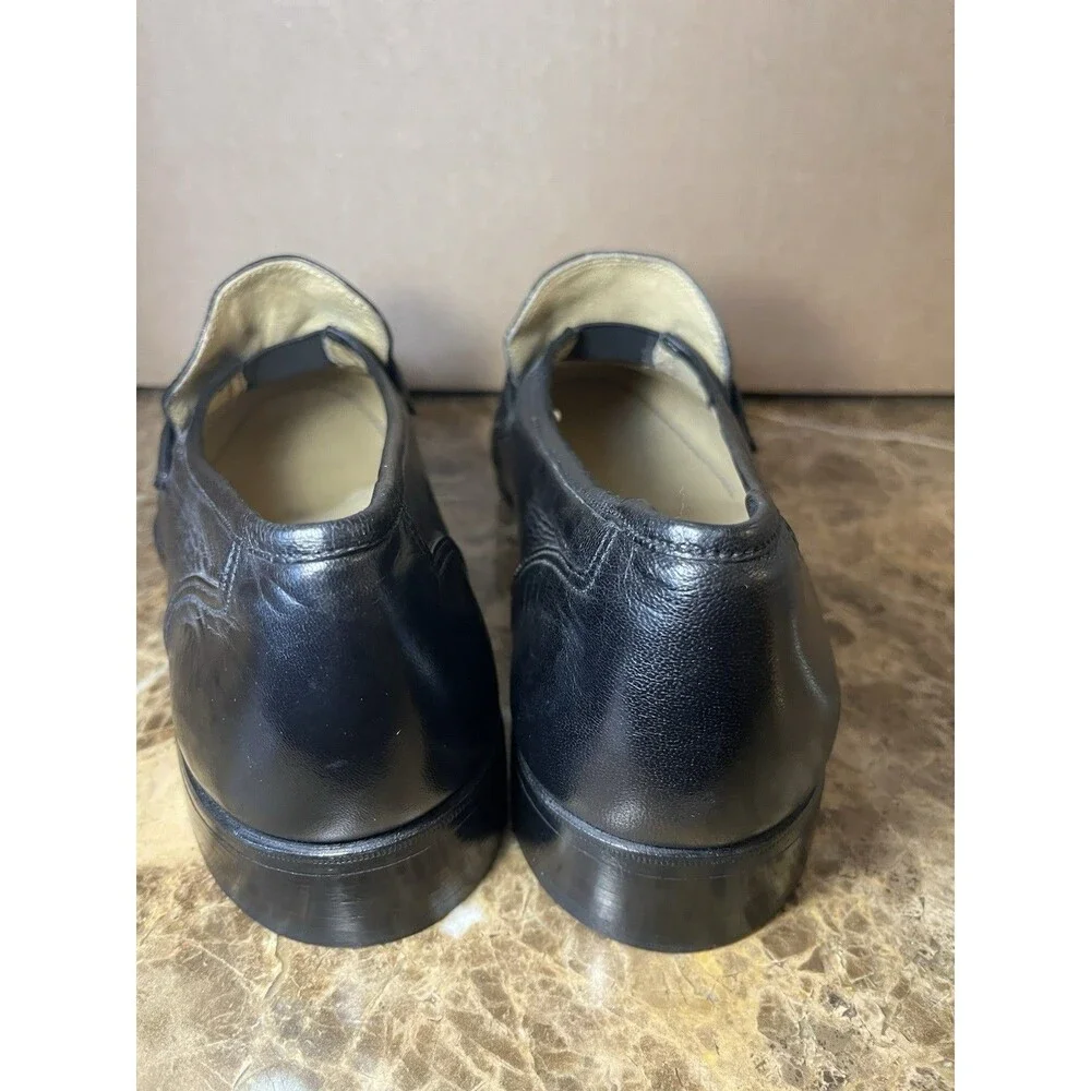 VTG 70’s HandMade In USA Men's Black Leather Dress Loafer 10 D PRESIDENTIAL STEP